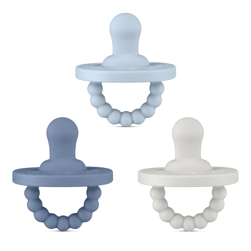 [Australia] - Ryan & Rose Cutie PAT All-in-One Pacifier and Teether Massaging Teething Ring and Hideaway Binky for Growing Babies (Prep (3 Pack), Flat) Prep (3 Pack) 