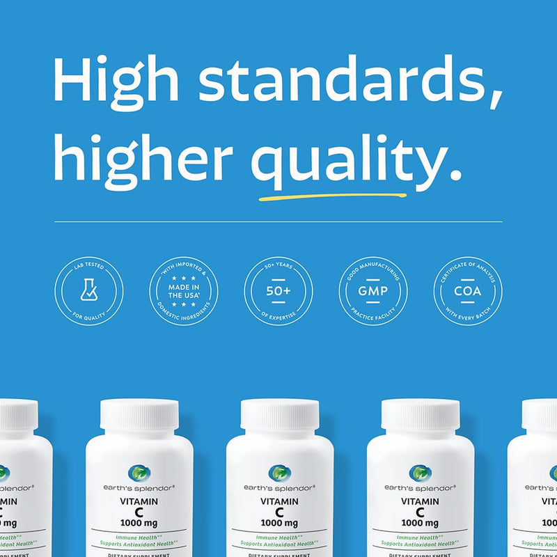 Earth's Splendor Vitamin C 1000mg Immune Support Supplement 2 Pack | Antioxidant Health Daily Wellness Immune Support Caplets Three Month Supply Men Women Ascorbic Acid/ Vit C 1000 2 Pack