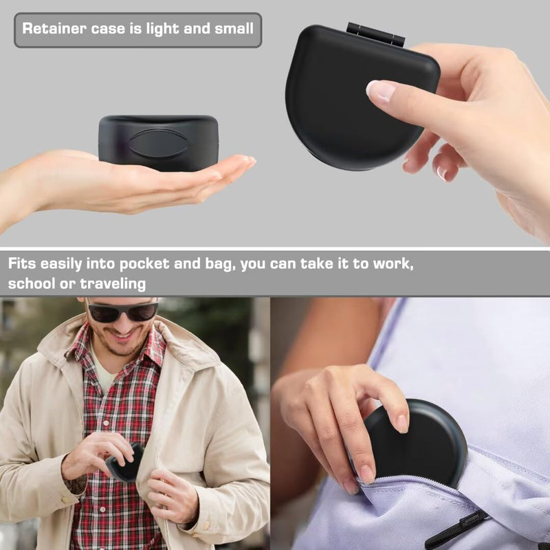 [Australia] - 2PCS Retainer Case Denture Case: BVN Orthodontic Dental Case, Slim Braces Case, Mouth Guard Case, Denture Box, Teeth Aligner Case, Night Guard Case Container Storage Holder Black B. Black, 2pcs 