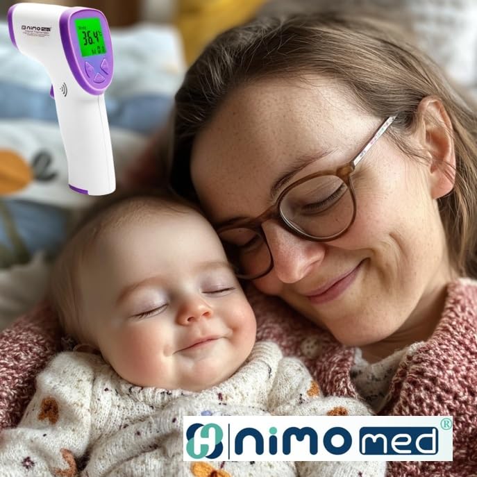 [Australia] - Thermometer Made in Turkey | for children, adults & baby milk | Precise medical device | Contactless | Infrared | Digital | LCD | Fever warning | Object & body temperature | including batteries 