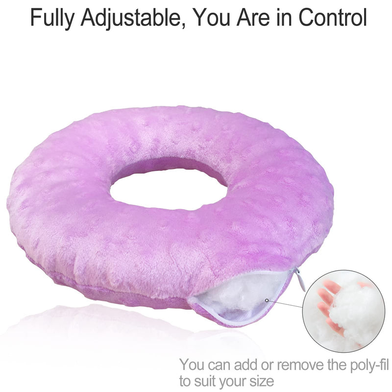 [Australia] - Piercing Pillow Ear Pillows Donut with Hole for Ear Pain CNH, Piercing, Pain Relief Sleeping, Pressure Sore, Side Sleepers, Headphones Minky Dot Lavender 