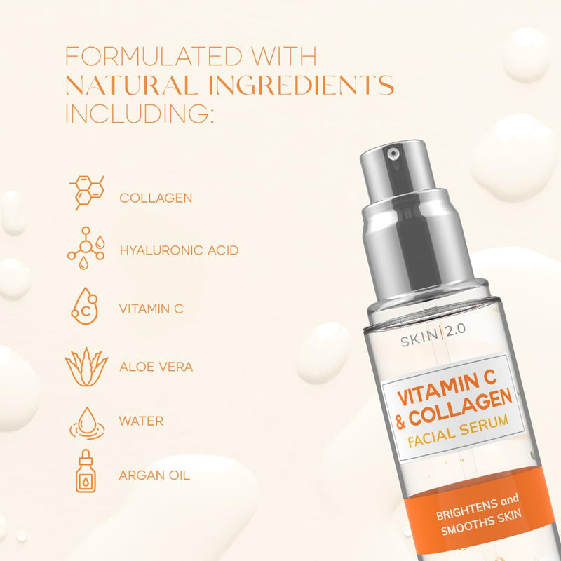Skin 2.0 Vitamin C and Collagen Beauty Value Set - Serum, Moisturizer & Face Sheet Masks