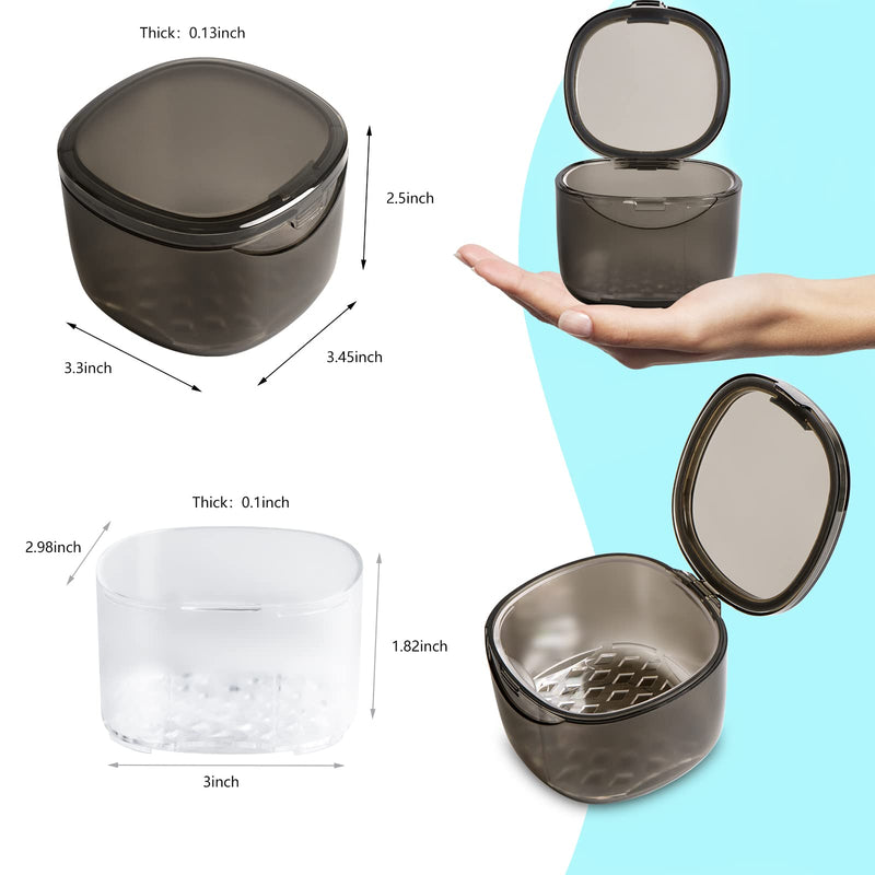 [Australia] - 2022 Upgraded Denture Bath Box Cup, No-Leak Denture case,Retainer Cleaning Box, Complete Clean Care for Dentures, Clear Braces, Mouth Guard, Night Guard & Retainers (transparent grey) Transparent Grey 