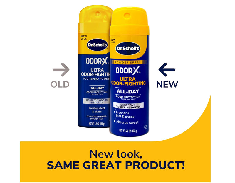 Dr. Scholl's ODOR-FIGHTING SPRAY POWDER, 4.7 oz - Instant Odor Destroyer - All-Day Protection - Freshens Feet & Shoes (Pack of 2)