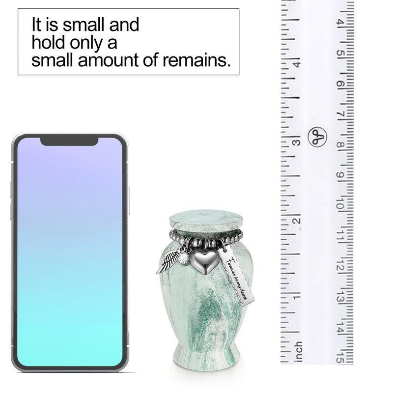[Australia] - Dletay Small Urns for Human Ashes 2.85 Inch Mini Cremation Urns for Mom Dad Aluminum Mini Urns for Ashes-Lake Green Different Chains Lake Green B 