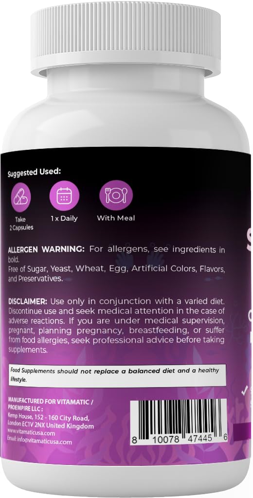 Vitamatic Sea Moss with Black Seed Oil, Ashwagandha, Turmeric, Bladderwrack & Burdock - 180 Vegan Capsules