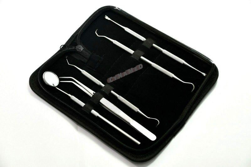 [Australia] - Dental Hygiene set of 5-Stainless Steel Tarter Scraper/Scaling Remover, Dental Toothpick, Mouth Mirror Scaler Tweezer For Calculus &Tartar Removal-Dentists Set is Ideal for Personal Use & Pet Friendly 