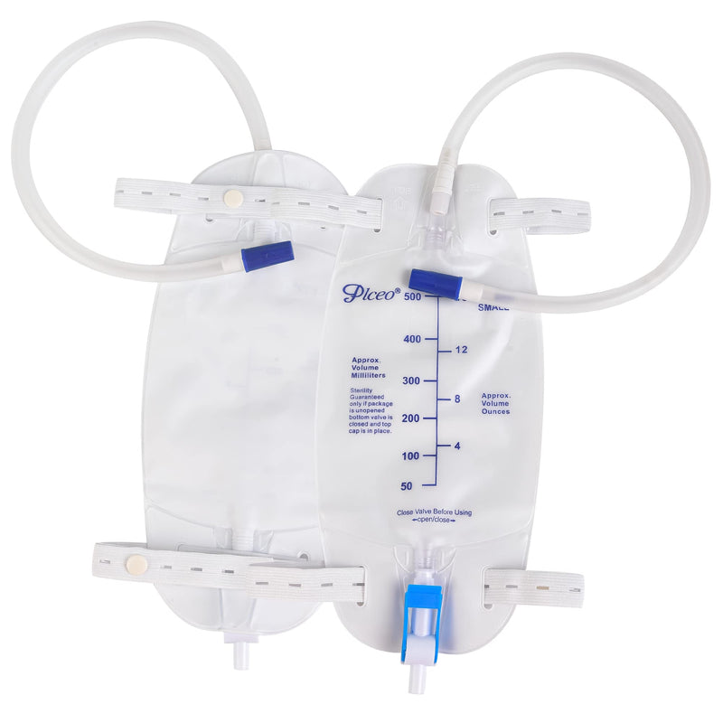 [Australia] - 3 Pack Easy-Tap Catheter Leg Bag Urinary Drainage Bag, 500ml, Anti-Reflux Valve, Cloth Straps, Easy Flip Drain ，18” Tubing 