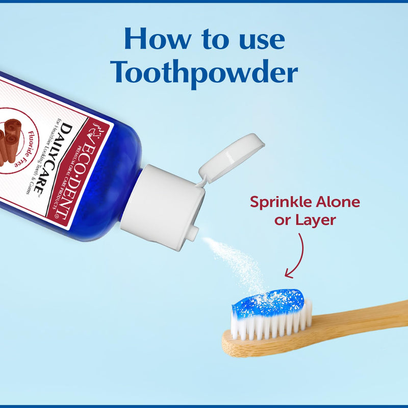 ECO-DENT DailyCare Toothpowder Cinnamon 2 oz Bottle - 2 Pack 2 Ounce (Pack of 2)