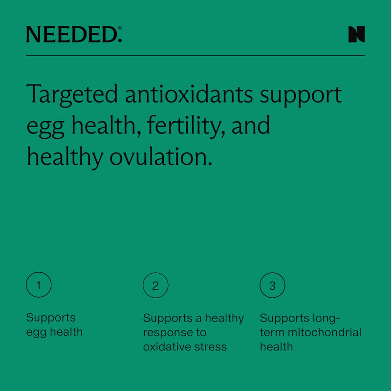 [Australia] - Needed. Egg Quality Support - Optimally Formulated Antioxidants Supplement for Egg Quality - Fertility Support - Fertility Supplement for Women - 60 Capsules - 30 Day Supply 