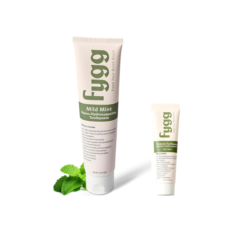 Fygg Fluoride-Free Toothpaste (4 oz) with Travel-Size (0.7 oz) – Mild Mint | Nano-Hydroxyapatite Formula for Sensitive Teeth, Whitening & Enamel Repair