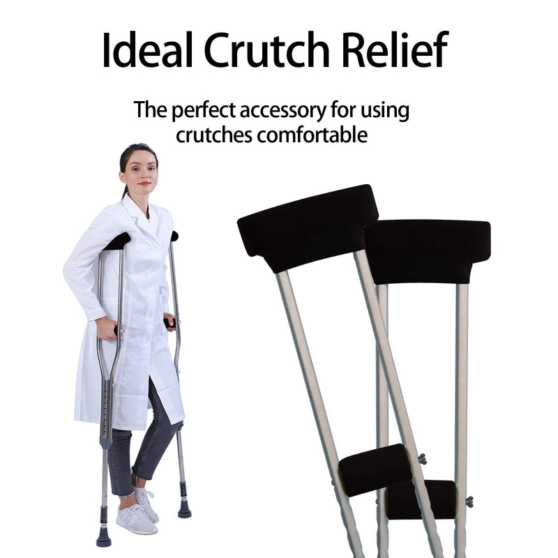 [Australia] - Underarm Crutch's Pad and Hand Grip Covers Universal Forearm Handle Padded Cushion Sets Accessories for Crutches (Black) Black 