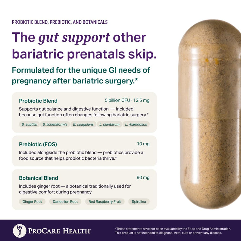 Prenatal Bariatric Multivitamin with Iron | Capsule | 60ct | Bariatric Vitamins for Gastric Bypass & Gastric Sleeve (1 Month Supply) - 60 Easy-to-Swallow Capsules for Women - Made in USA 60 Count (Pack of 1)