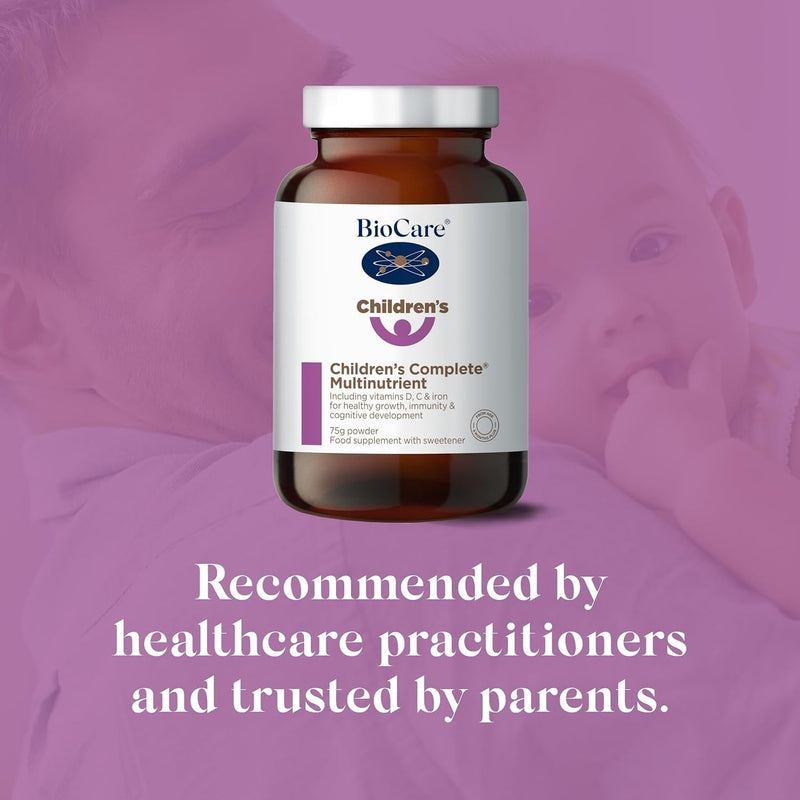 BioCare Children’s Complete Multinutrient - Kids’ Daily Powder with Vitamin D, Calcium, Iron, Zinc, Choline & B Vitamins - for Growth, Immune Support & Cognitive Function - Banana Flavour - 75g