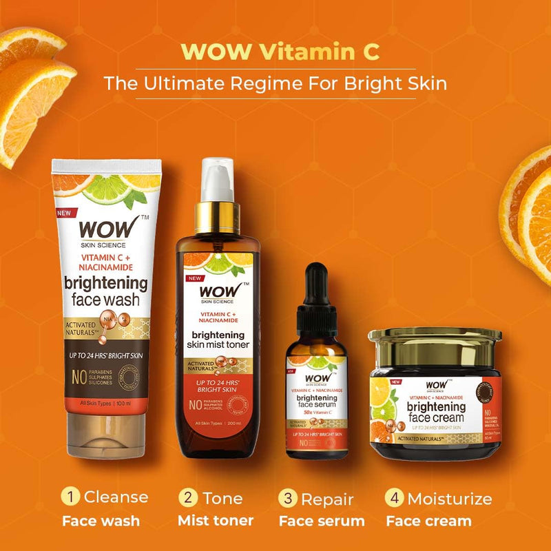 WOW Skin Science Vitamin C Exfoliating Face Wash With Brush, Soft, Silicones Bristles, Foaming Cleanser For All Skin Type, Hydrate For Smooth Skin, Helps Remove Blackheads, Reduce Acne Breakout, 100ml 3.4 Fl Oz (Pack of 1)