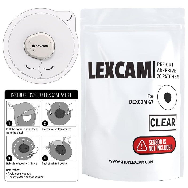 [Australia] - Adhesive Patches Pre-Cut for Dexcom G7 – Pack of 20 – Waterproof, Transparent Overpatches for Continuous Glucose Monitoring, Sensor is NOT Included G7 - CLEAR 