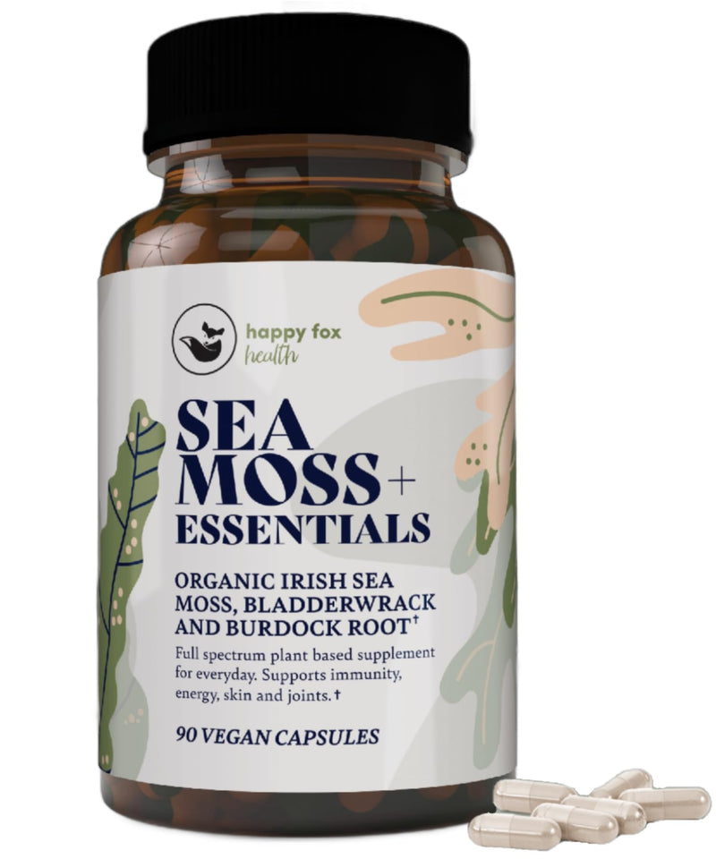 Essentials & Purple Sea Moss Bundle - Organic Sea Moss Raw Purple & Irish Sea Moss, Bladderwrack and Burdock Root Capsules