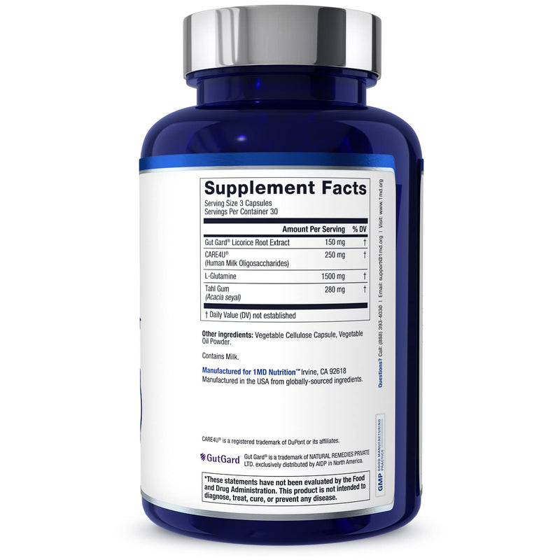 [Australia] - 1MD Nutrition GutMD - L-Glutamine and Prebiotic for Gut Integrity | Promote Digestive Tract Health | 90 Capsules (2-Pack) 90 Count (Pack of 2) 