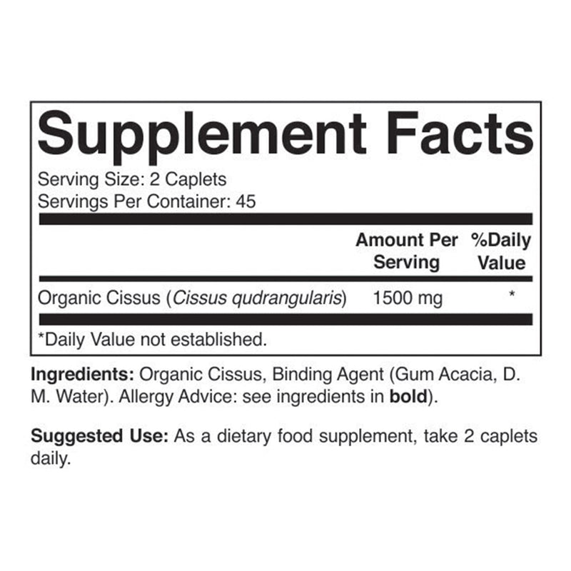 [Australia] - Brieofood Organic Cissus Quadrangularis 1500mg, 45 Servings, Vegetarian, Gluten Free, 90 Vegetarian Tablets 