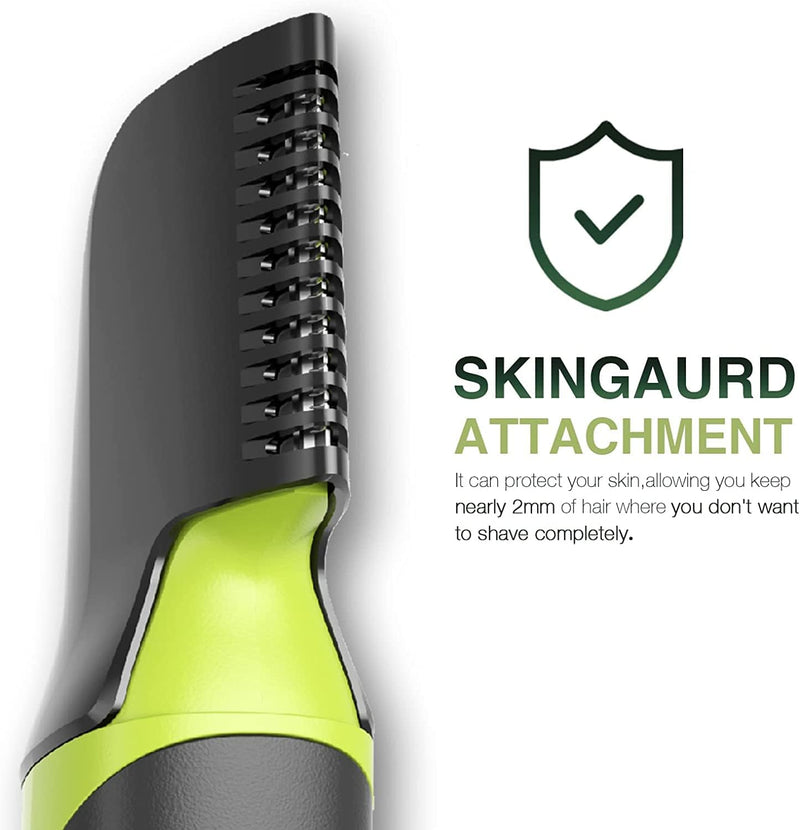 [Australia] - Unibono Electric Body Groomer Men's Set, Intimate Razor Man with Adjustable Guide Comb & Vertical Cutting Head, Body Razor Waterproof Wet-Dry for Head and Body Hair Green 
