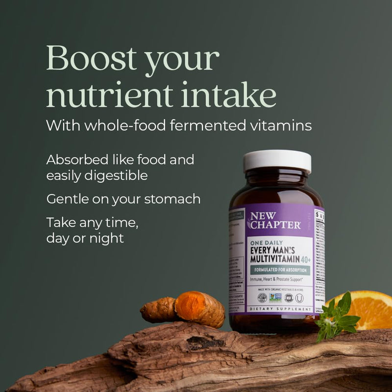 New Chapter One Daily Every Man's Multivitamin 40+ - Offers Eyesight, Immune System & Cellular Energy Support* - Contains Vitamin C, Saw Palmetto & More - Gluten Free & Vegetarian - 72 Tablets 72 Count (Pack of 1)