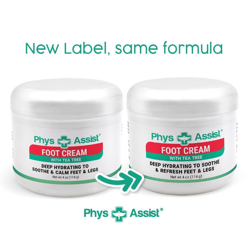 PhysAssist Foot Cream with Tea Tree – Deep Hydrating Foot & Leg Cream for Dry, Tired & Sensitive Skin – Refreshing Moisture Support with Peppermint, Menthol & Vitamin E – 4 oz Jar | For Dry, Tired & Sensitive Feet & Legs - Cooling Refresh with Peppermi...