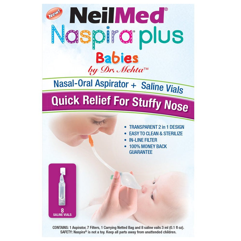 [Australia] - NeilMed Naspira Plus Nasal Oral Aspirator, 1 Count with saline ampoule(8) 1 Count (Pack of 1) 