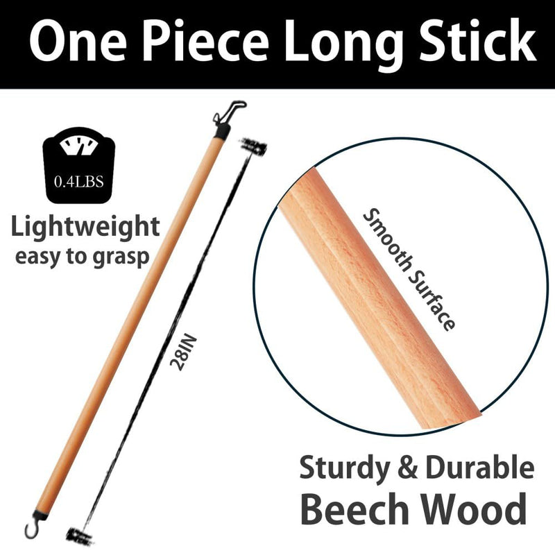 [Australia] - 28" Dressing Stick for Elderly, One Piece Real Beech Wood Dressing Long Stick & Shoe Stick, Disability Aids for Daily Living for Pants, Shoes, Socks and Shirts, 2PK 2 
