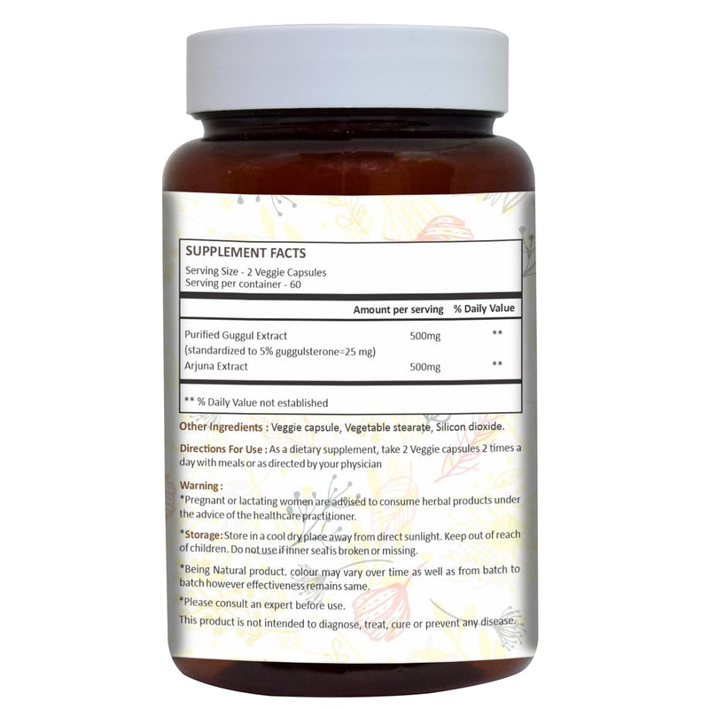 [Australia] - Guggul Vegie Capsule with Arjuna Extract 120 Count 1000 mg 120 Count (Pack of 1) 
