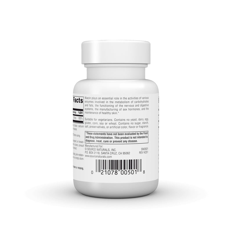 Source Naturals Niacin, Vitamin B-3, Non-GMO - 100 mg - 100 Tablets