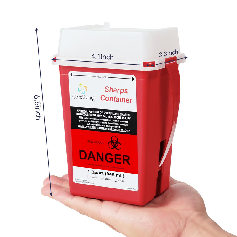 [Australia] - Sharps Container, Sharps Containers for Home Use, 1 Quart (3-Pack), Needle Disposal Containers, Sharps Disposal Container, Small Portable Container for Travel 3 