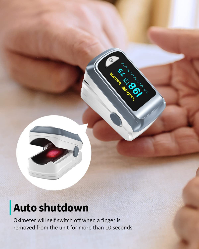 [Australia] - Pulse Oximeter HealthTree Oxygen Monitor Fingertip, Bluetooth Pulse Ox with Free APP, O2 Pulse Oximeter Finger and Heart Rate Monitor, 2 X AAA Batteries, Lanyard Gray 