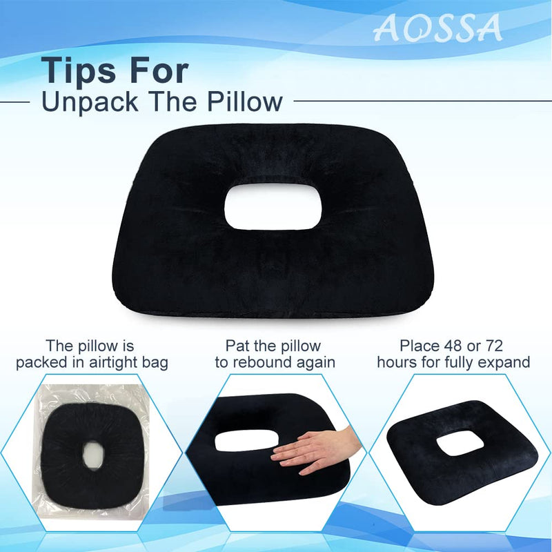 [Australia] - AOSSA Donut Pillow for Bed Sores, Tailbone Pain, Postpartum Recovery – Hemorrhoid Relief Cushion, Coccyx & Sitting Seat Cushion for Butt Pressure Relief 