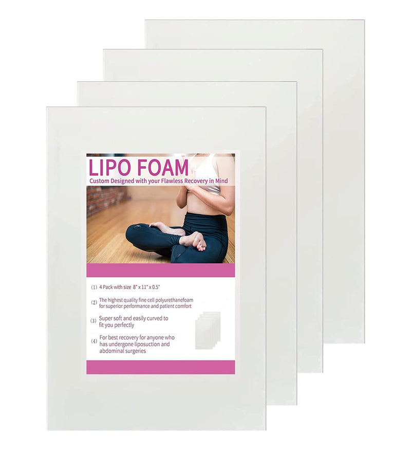 Lipo Foam Board 4Pack Liposuction Surgery waist-supports Foam Sheet for Recovery BBL Supplies 8"X11" Lipo Foam Pads for Post Surgery Help Out When Using Ab Board Compression Garments 4