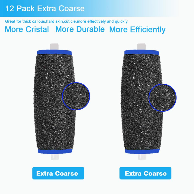 [Australia] - 12 Pack Extra Coarse Replacement Roller for Amope Pedi,Replacement Head Refills Compatible with Amope Pedi Refills Electronic Perfect Foot File 12 Black Extra Coarse 