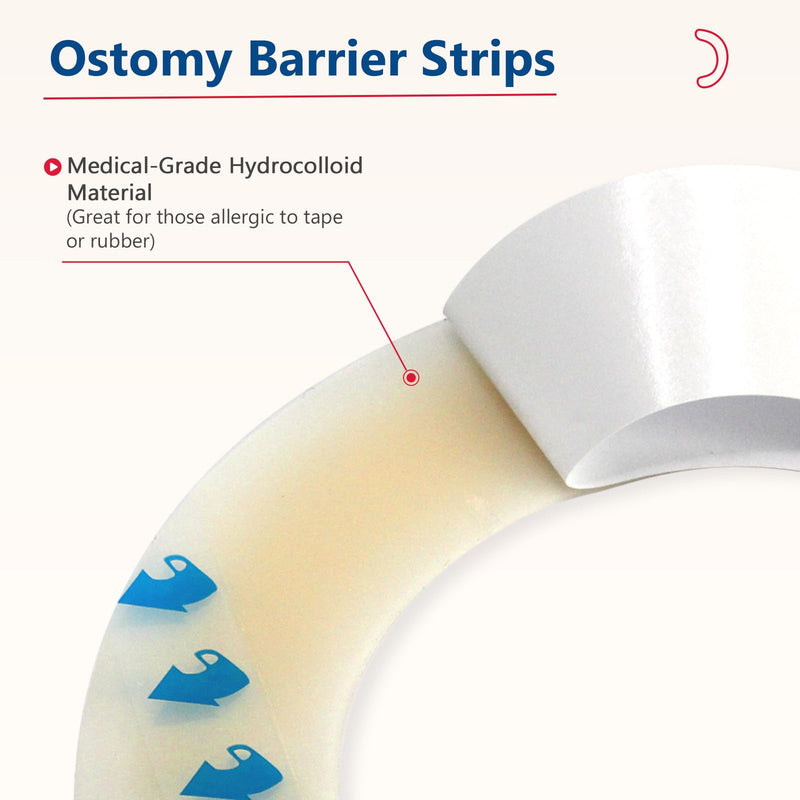 [Australia] - DERAYMI 20 PCS Ostomy Barrier Strips, 2 MM Thickness Elastic Colostomy Tape to Stop Leaks, Latex-Free Medical Grade Hydrocolloid Skin Flange Extenders Stoma for Colostomy Ileostomy Bags Pouches Thick version 20PCS 