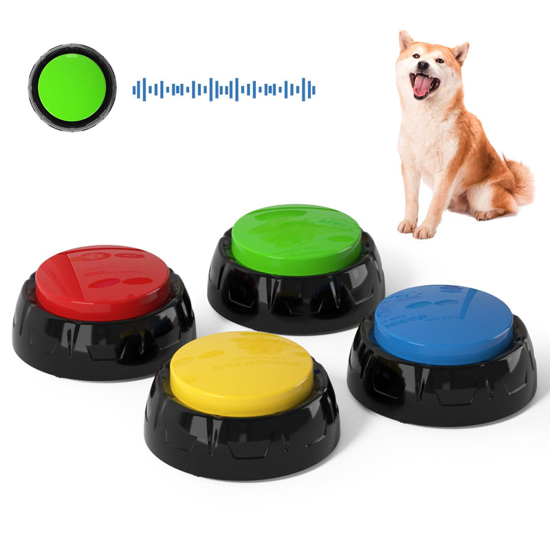 [Australia] - Voice Recording Button, Dog Buttons for Communication Pet Training Buzzer, 30 Second Record & Playback, Dog Talking Buttons Set 4 Pack with Stickers 
