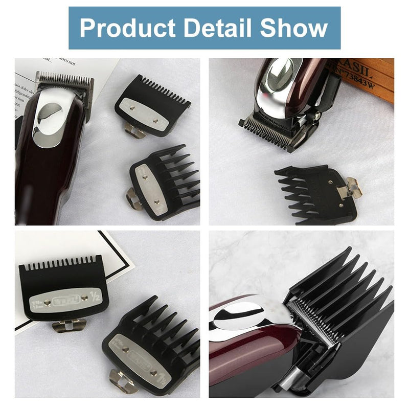 [Australia] - Beard trimmer attachment comb set kit, slide-on combs for clippers, comb attachments set, trimmer attachments attachment comb, for choice of beard trimmer, facial hair trimmer, hairdressing salons, 2 pieces, black 