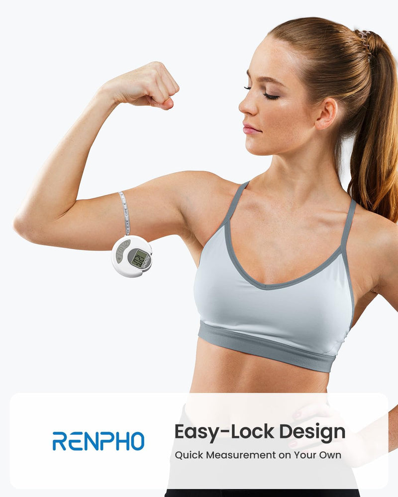 [Australia] - RENPHO Body Measuring Tape, Bluetooth Smart Tape Measure with Lock Hook & Retractable Function, Accurate Body Fat Measurement Device for Weight Loss, Muscle Gain, Fitness Bodybuilding, 60in /150cm 