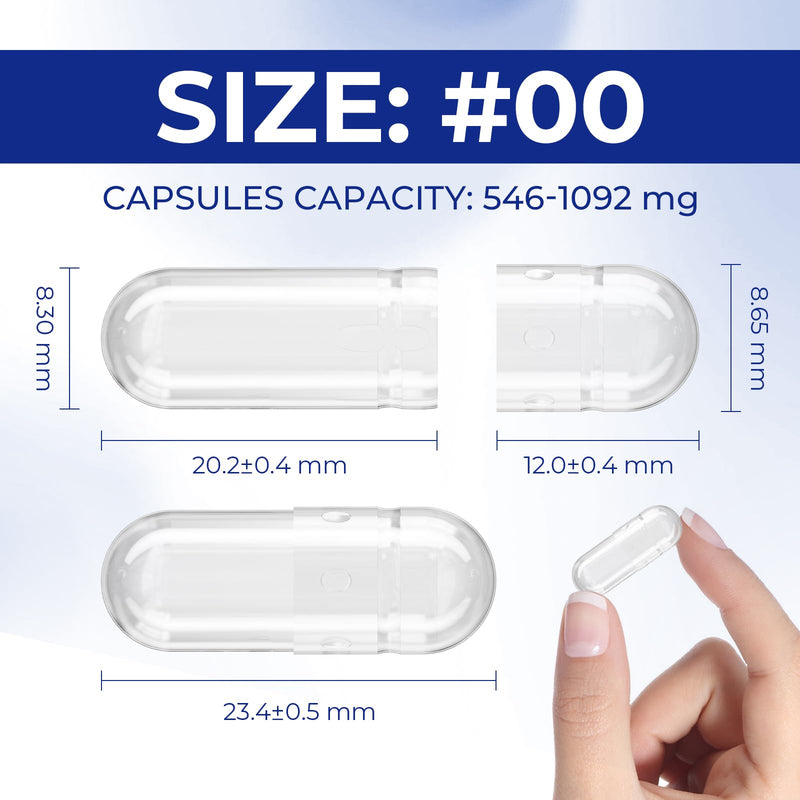 Vegan Separated Capsules Size 00,1000 Count Empty Premium Veggie Capsules Separated, Empty Pill Clear for Vegetarian DIY Supplements