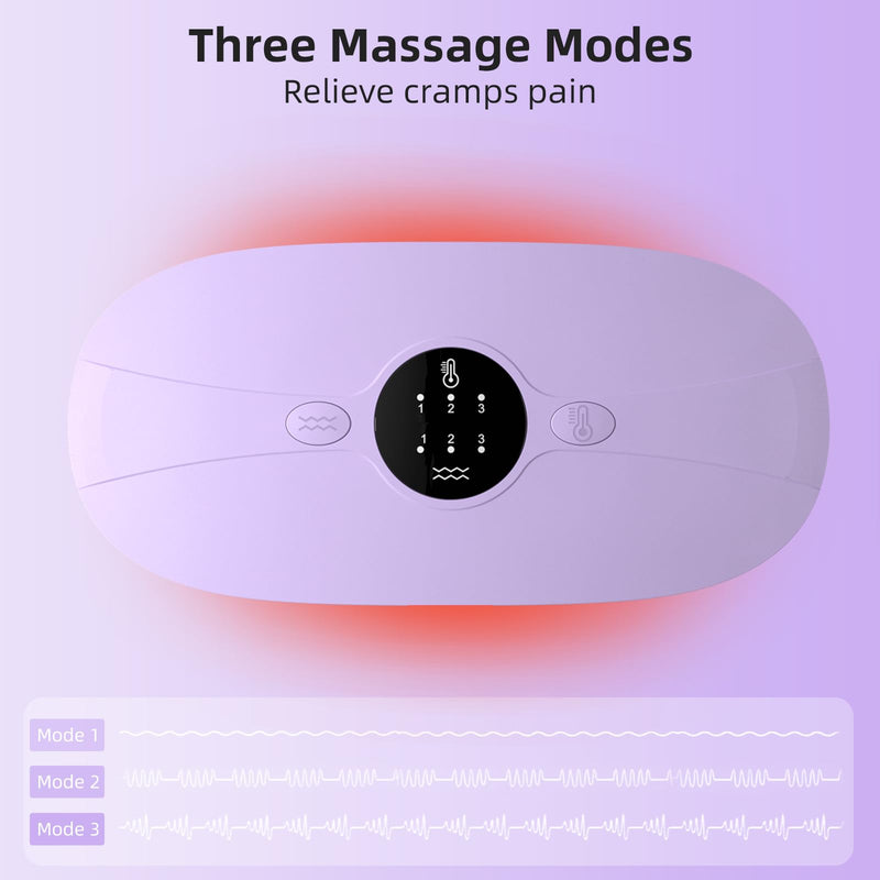 [Australia] - BAMCOO Heat Belt Periods Portable Heating Pad Periods Heat Belt with 3 Temperature Adjustable and Vibration Modes Heat Belt Period Purple 