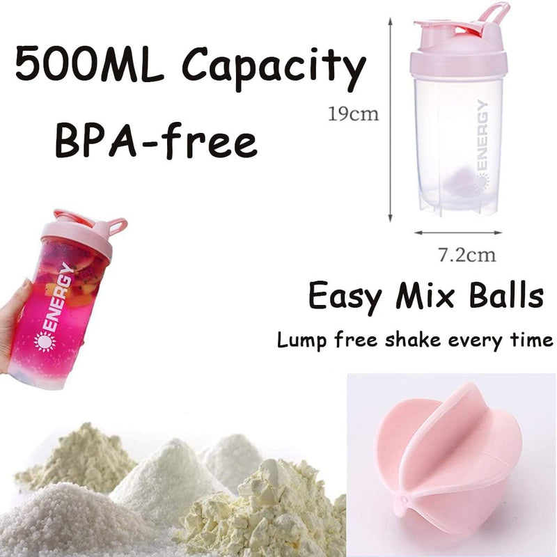 [Australia] - Pubiao Shaker for Protein Sports Drinks Protein Shaker Cup Sports Supplement Shaker with Mixer Ball Fitness Milkshake Portable Workout Water Cup 500ml (Grey) Gray 