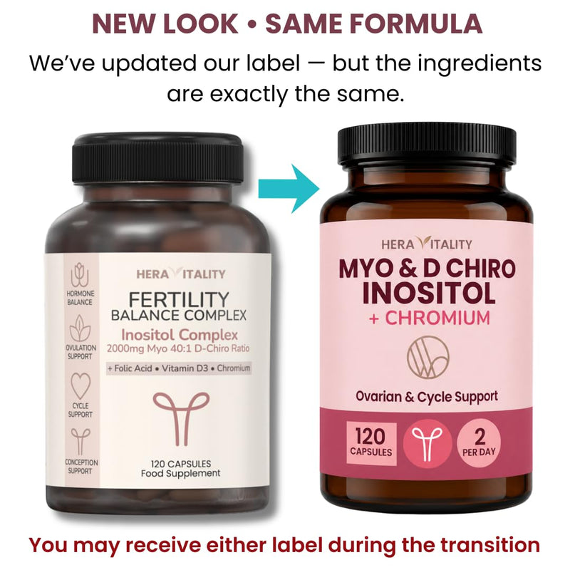 Myo Inositol & D-Chiro Inositol Complex with Chromium, Folic Acid & Vitamin D3 – 120 Capsules - PCOS & Fertility Hormone Support Supplement for Women 120 count (Pack of 1)