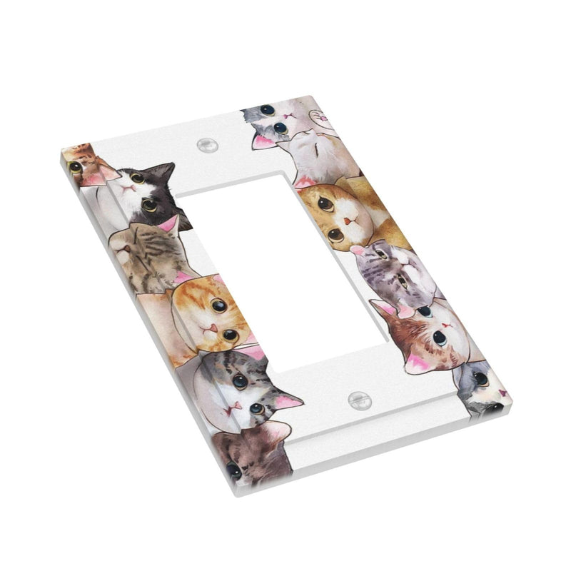 [Australia] - Decorative Outlet Wall Plate Lovely Kitten Cats 1 Gang Rocker Decorative Switchplate Faceplate Gfci Light Switch Covers for Farmhouse Home Decor 1-Gang Rocker /5 x 3 IN 