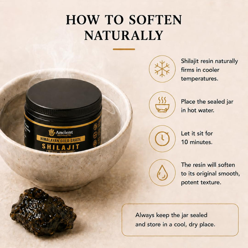 Ancient Extracts Shilajit Resin | Gold Grade – 75% Fulvic Acid | 100 Days Use | Energy, Focus, Recovery & Hormone Support | 85+ Trace Minerals | Tested for Purity & Safety | Kashmir Himalayas