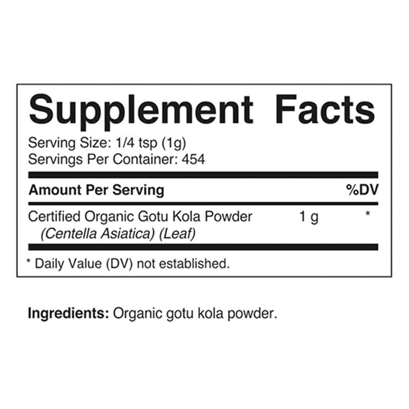 [Australia] - Vitamatic Certified USDA Organic Gotu Kola Powder 1 Pound (16 Ounce) 