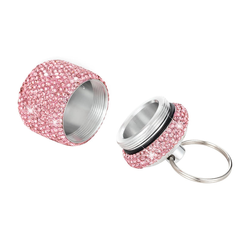 Pill Case for Purse Small Pill Container Keychain Bling Medicine Holder with Keychain Travel Medicine Organizer Bottle for Vitamin Supplement(Pink) Pink