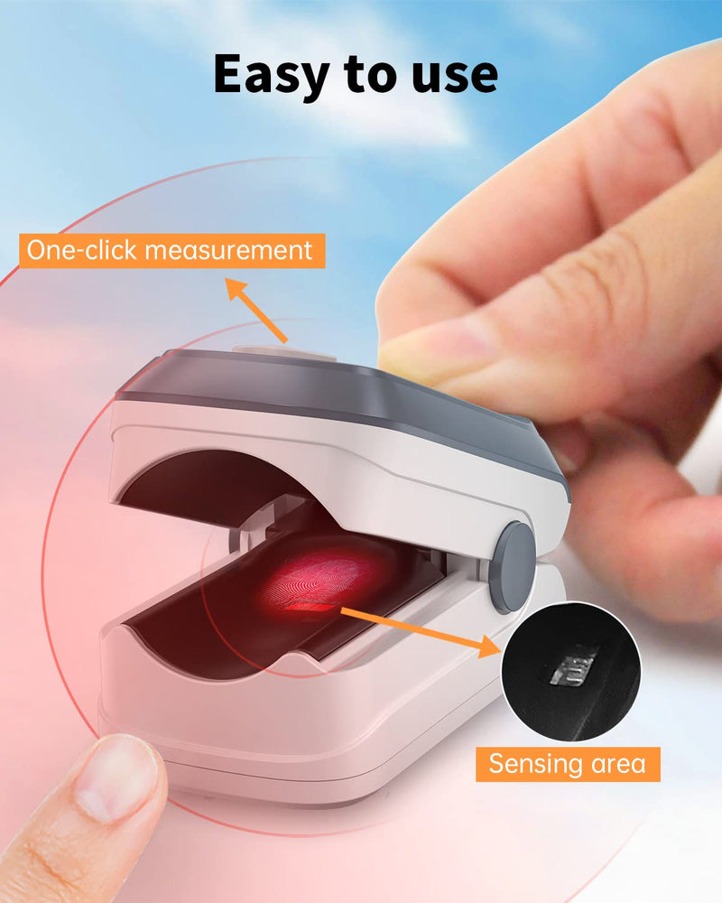 [Australia] - Fingertip Pulse Oximeter Blood Oxygen Saturation Monitor Pulse Ox, Heart Rate and Fast Spo2 Reading Oxygen Meter with OLED Screen Included Lanyard and 2 X AAA Batteries gray 
