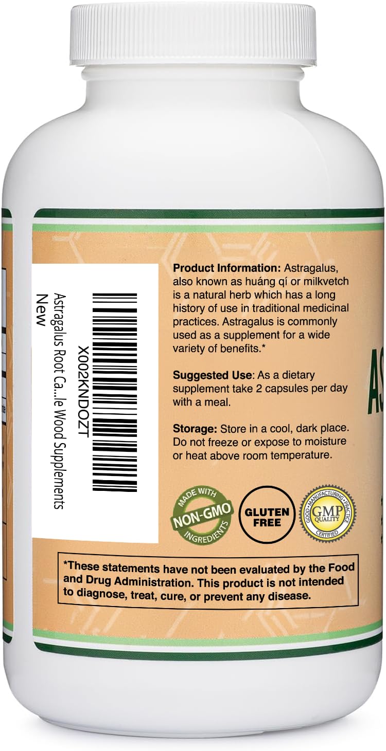 [Australia] - Double Wood Supplements Immune Boosting Astragalus 500mg 180 Capsules - Rich in Flavonoids and Polysaccharides - Non-GMO, Gluten Free, Third Party Tested 