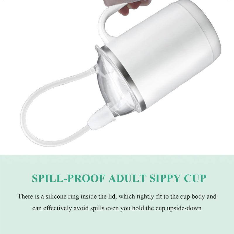 [Australia] - Adult Sippy Cup for Elderly, 15oz Stainless Steel Sippy Cup with Straw, Spill-Proof Dysphagia Cup No Spill Feeding Cup for Adults Disabled Limited Mobility Patients 